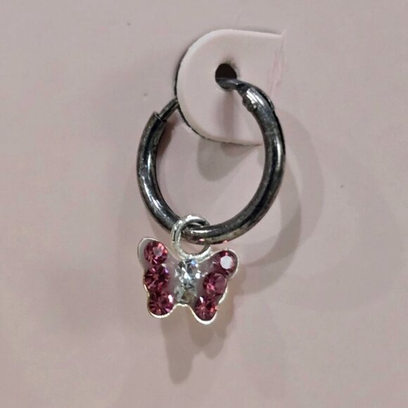 FAO Schwarz Sterling Silver Butterfly Hoop Earrings – Swarovski Crystals OS - Picture 7 of 11